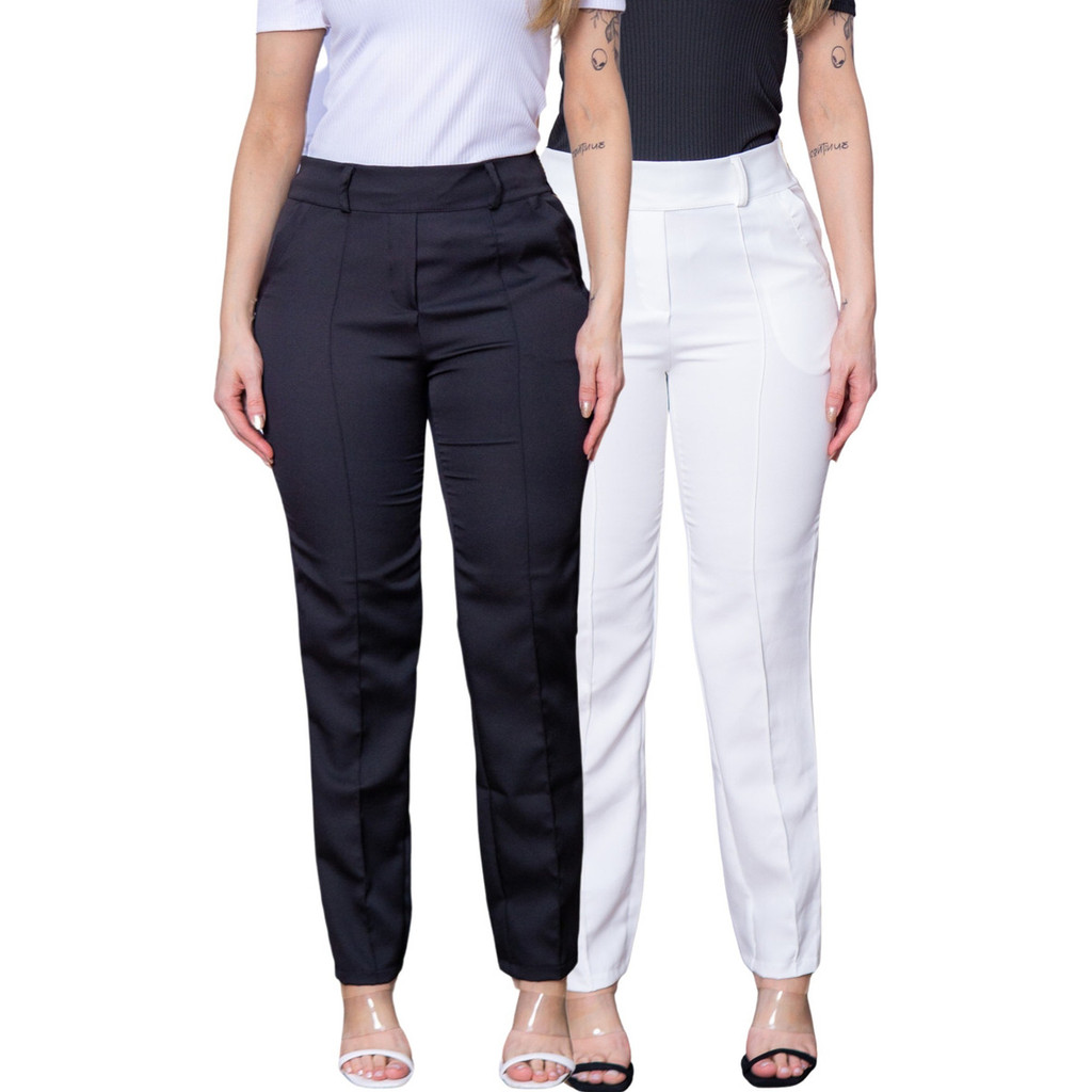 Kit 2 Calça Alfaiataria Feminina De Trabalho Social Ziper