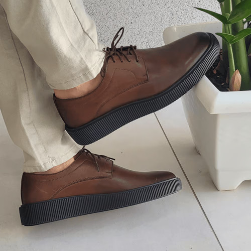 Sapato Derby Mef Málaga Masculino Premium Em Couro Legítimo - Café Lançamento