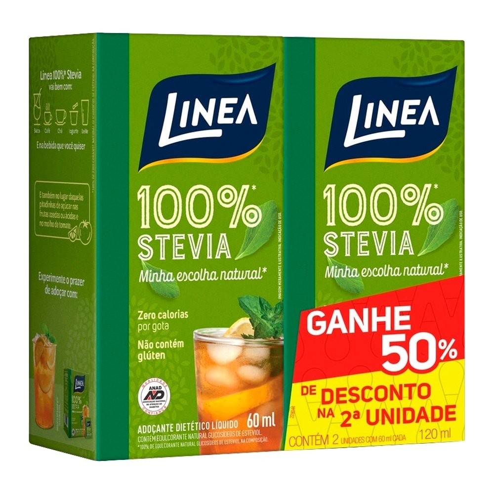 Adoçante Linea Stevia Líquido 60ml Embalagem com 2 Unidades