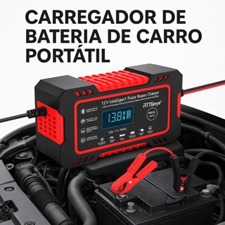 Carregador de bateria de carro inteligente 12V mantenedor 4Ah-100Ah dessulfurizador em Oferta na Shopee