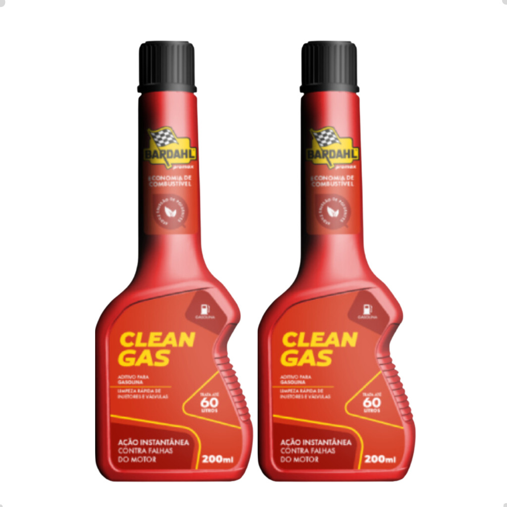 Kit 2 Aditivo Bardahl Clean Gas para Gasolina Limpeza de Bicos Injetores e Carburador Veículos Flex