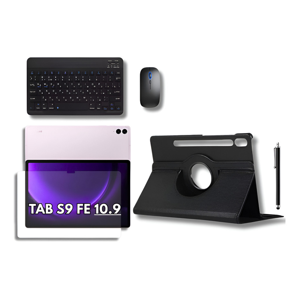 Kit Capa 360°+ Teclado + Película + Caneta Para Tablet S9 Fe