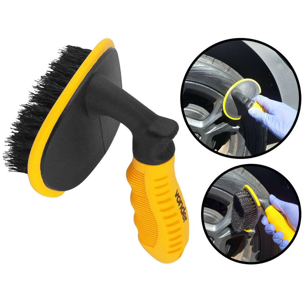 Escova Para Limpeza De Pneu Automotivo Carro Moto Com Cabo Longo Cerdas Firmes Vonder em Oferta na Shopee