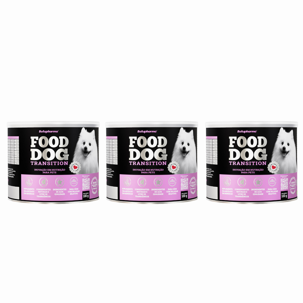 Kit 3 Food Dog Transition Minerais Botupharma 100g