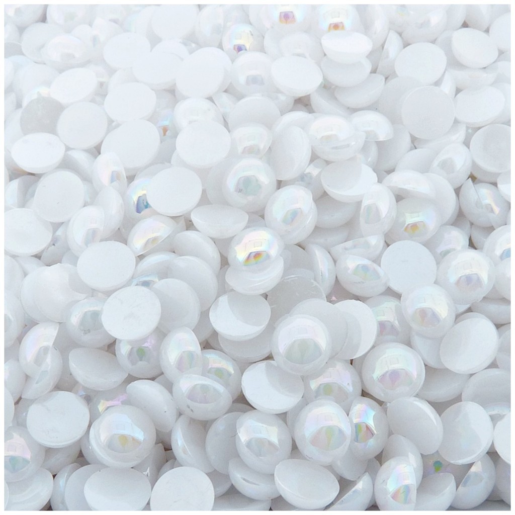 Meia Pérola Redonda ABS Branca Boreal Irisada 12mm 100 Peças - Bijuterias Artesanato Atacado