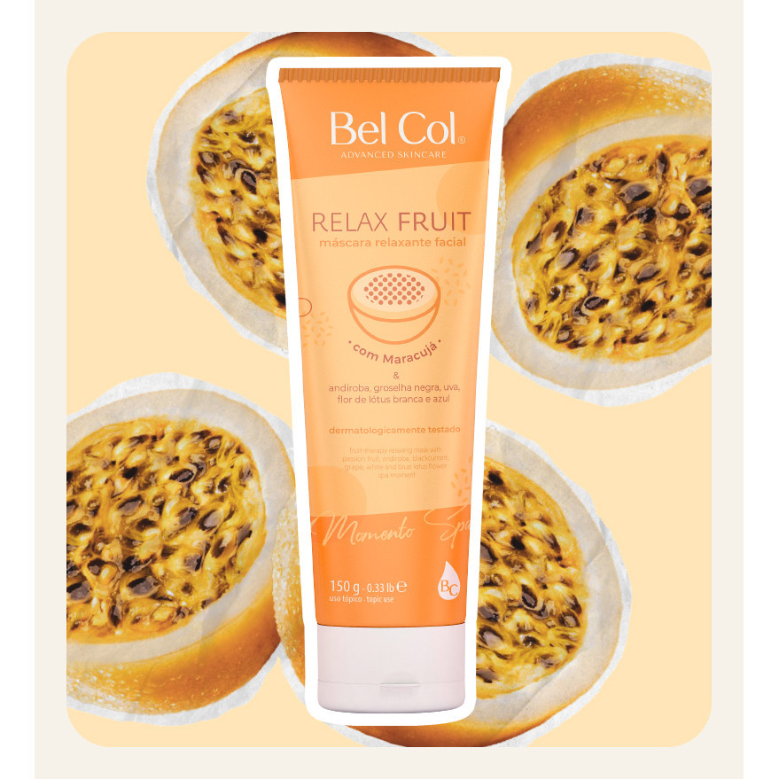 Máscara Relaxante Facial 150g Relax Fruit Maracujá Bel Col