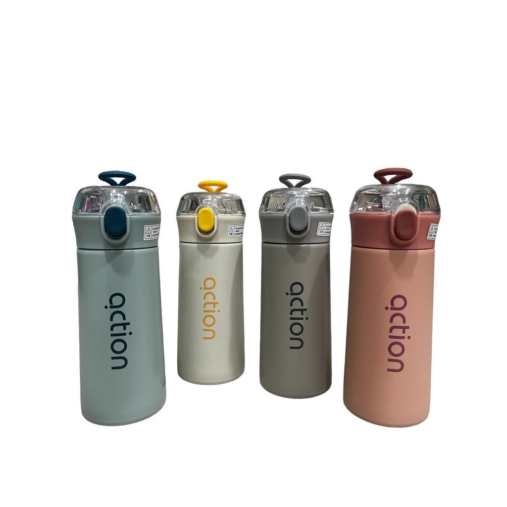 Garrafa Térmica Infantil ou Adulto ACTION Com Canudo de silicone Inox 380ml em Oferta na Shopee