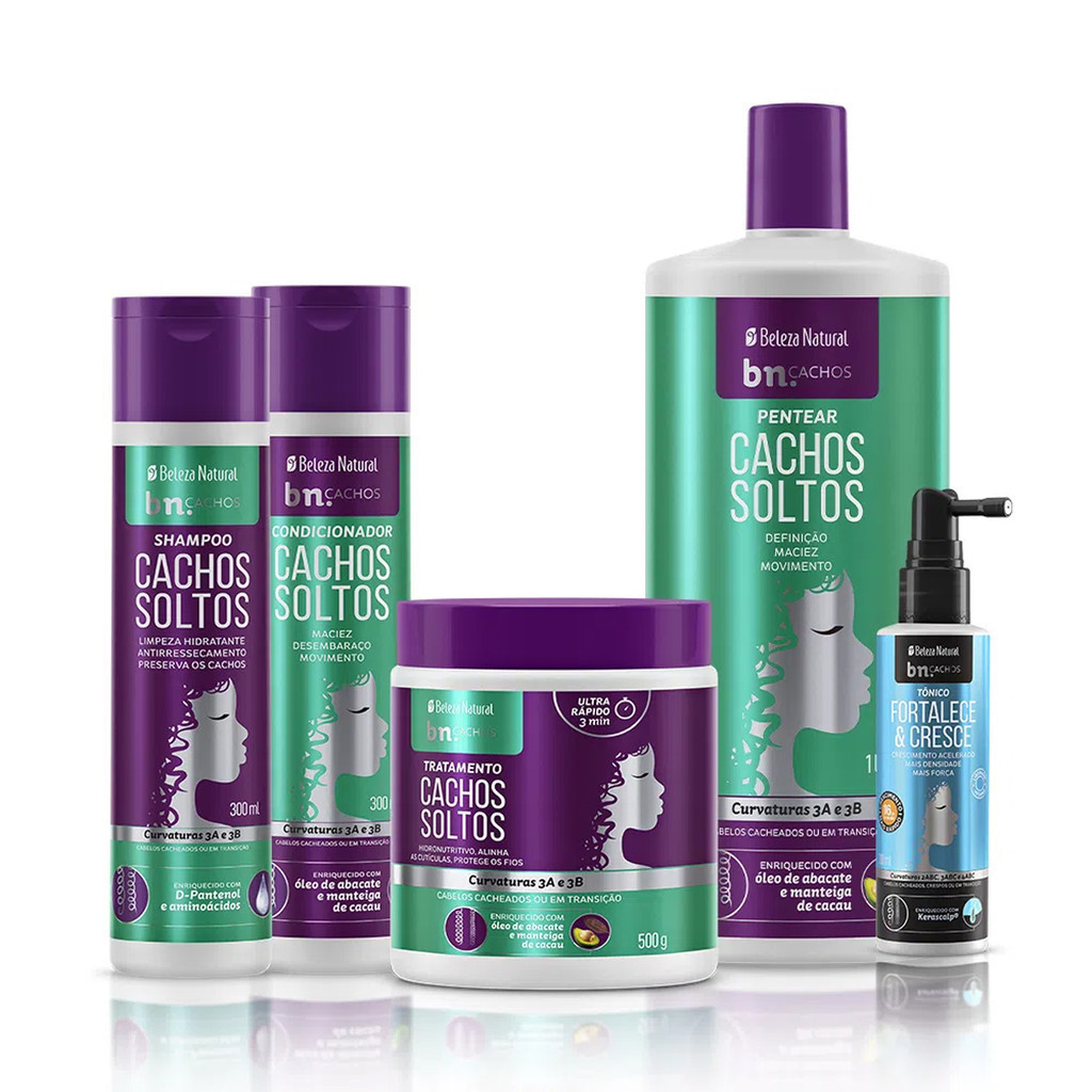 Kit Beleza Natural Cachos Soltos + Tônico Capilar 100ml em Oferta na Shopee