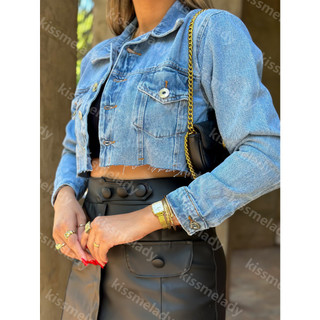 Lukasjeans 8036 jaqueta jeans feminina casaco blusa casaco bulsas feminina de frio manga longa 8036-2