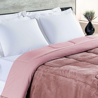 Coberdrom Allure Queen Dupla Face Manta Plush + Malha 1 Peça - Rosê em Oferta na Shopee