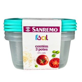 Conjunto 3 Potes 1,9L Grandes Para Alimentos Marmita Saladas Organizador de Cozinha Sanremo em Oferta na Shopee