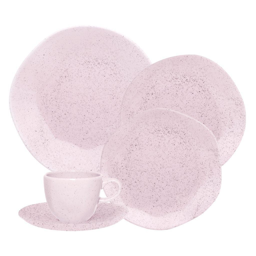 Jogo de Jantar 30 Peças Ryo Chá Pink Sand Porcelana Oxford em Oferta na Shopee