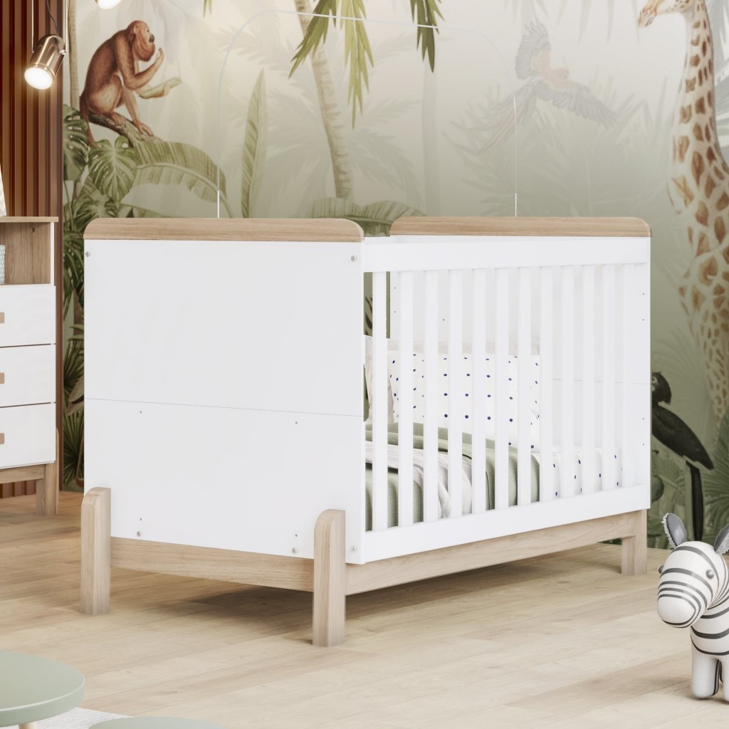Berço Mini Cama 2 em 1 Ternura Branco/Jequitibá Hp Henn