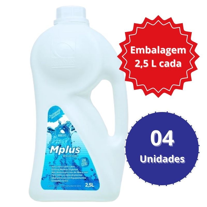 04x MPlus Oxidante 2,5L Maresias Tratamento Sem Cloro para Piscina Spa Ofurô e Banheira