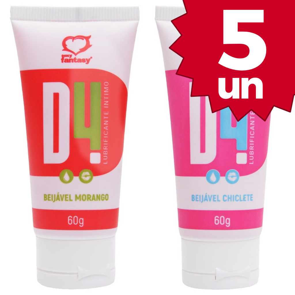 Kit com 5 - Lubrificante Beijável D4 60g - Atacado - Sexy Fantasy em Oferta na Shopee