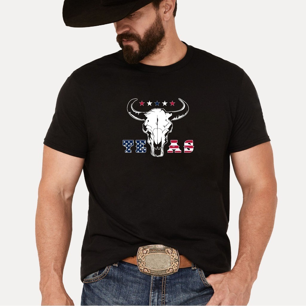 Camiseta Manga Curta Agro Farm Texas Bandeira USA Nelore Caveira Boi Rural Campo  Lazer Lançamento 100% Algodão 30.1
