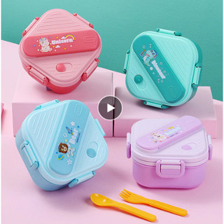 Marmita Lancheira Kawaii 3 divisórias para crianças sanduíche lanche Dinossauro Unicórnio + Talher em Oferta na Shopee