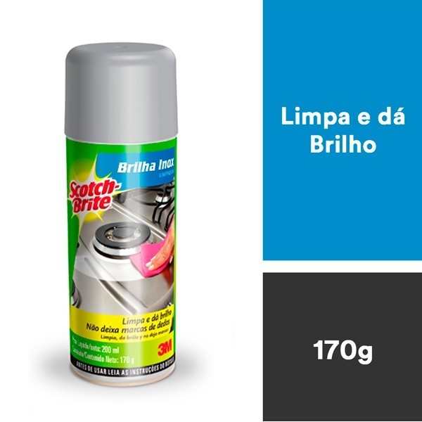 Brilha INOX SCOTCH Brite 200ML Removedor Limpador SPRAY 3M em Oferta na Shopee
