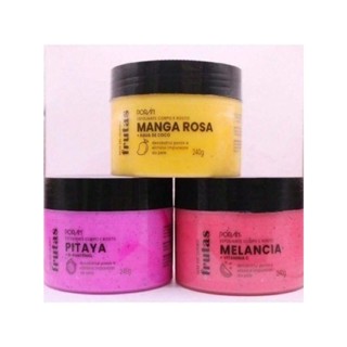 3 Unidades Esfoliante Poran Corpo e Rosto - Melancia , Pitaya, Morango, Pessego e Manga Rosa 240G em Oferta na Shopee
