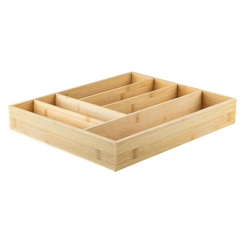 Organizador De Gaveta Bambu Porta Talheres 6 Divisórias Ou em Oferta na Shopee