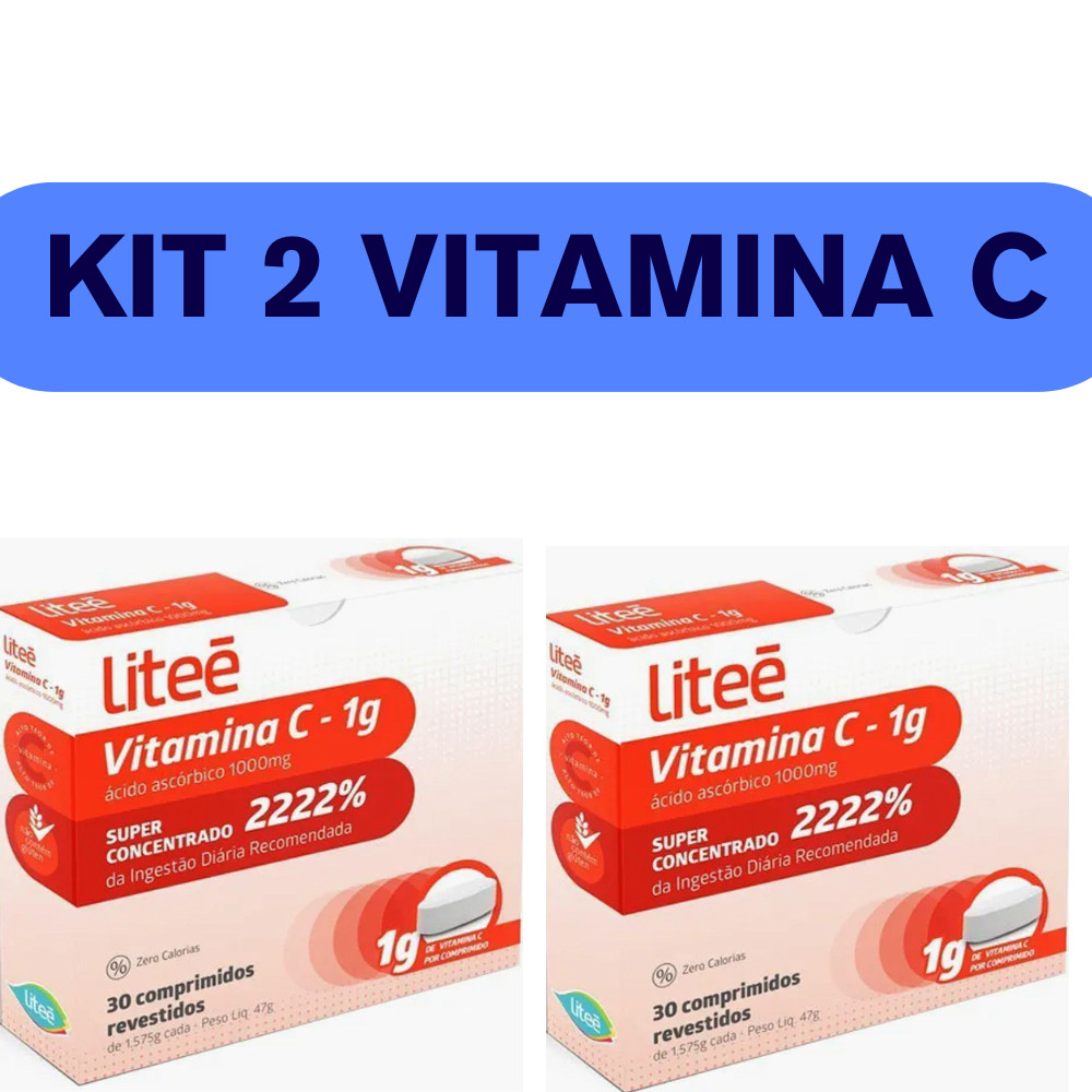 kit 2  Liteé Vitamina C 1g 30 comp