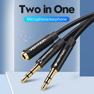 VENTION Headphone Splitter Cable 3.5mm Female to 2 Male 3.5mm Mic Audio Y Splitter Wire Headset to PC Adapter em Oferta na Shopee