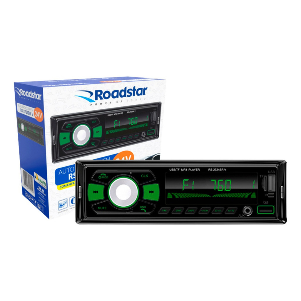 Rádio MP3 Player Roadstar RS2724BR 24V BT/2 USB/SD/AM/FM/Auxiliar C/Controle - 4 x 52w - Spare Parts and Accessories for Vehicles