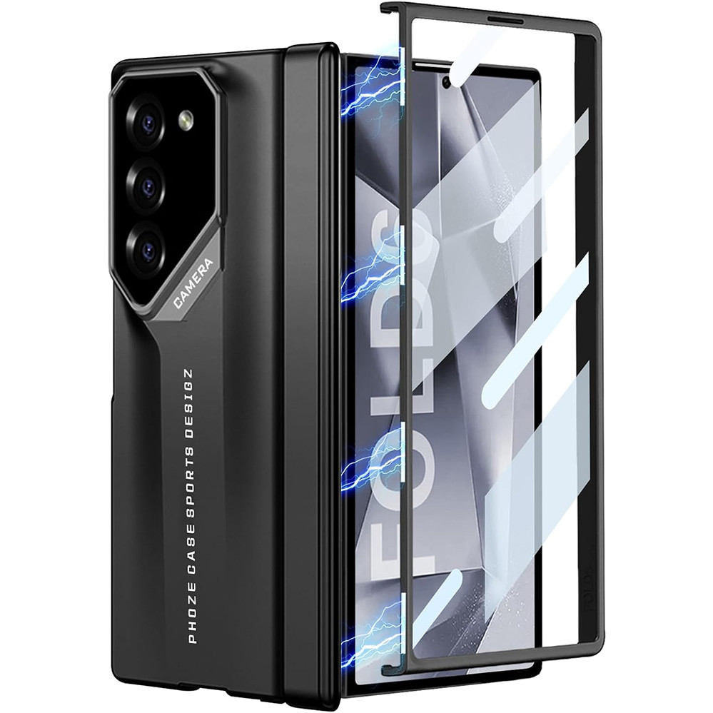 Capa Para Samsung Z Fold 7 Com Proteção De Dobradiça Magnética , Protetor De Tela Integrado Lente PC Rígido De Telefone