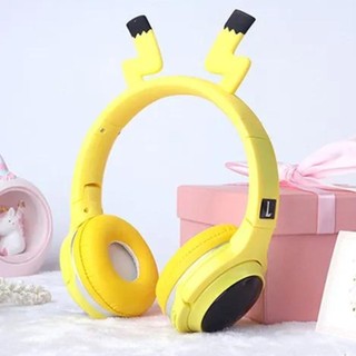 Fone Over-ear Bluetooth Wireless Pikachu Som Top Cor Amarelo Infantil