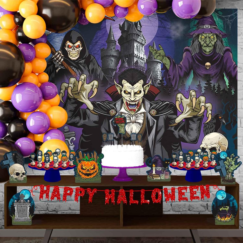 Decoração Halloween Assustador 2023 Completo Em EVA e Painel em Oferta na Shopee
