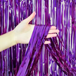 Cortina Decorativa Metalizada Roxo 1x2m - 1 unidade - Rizzo