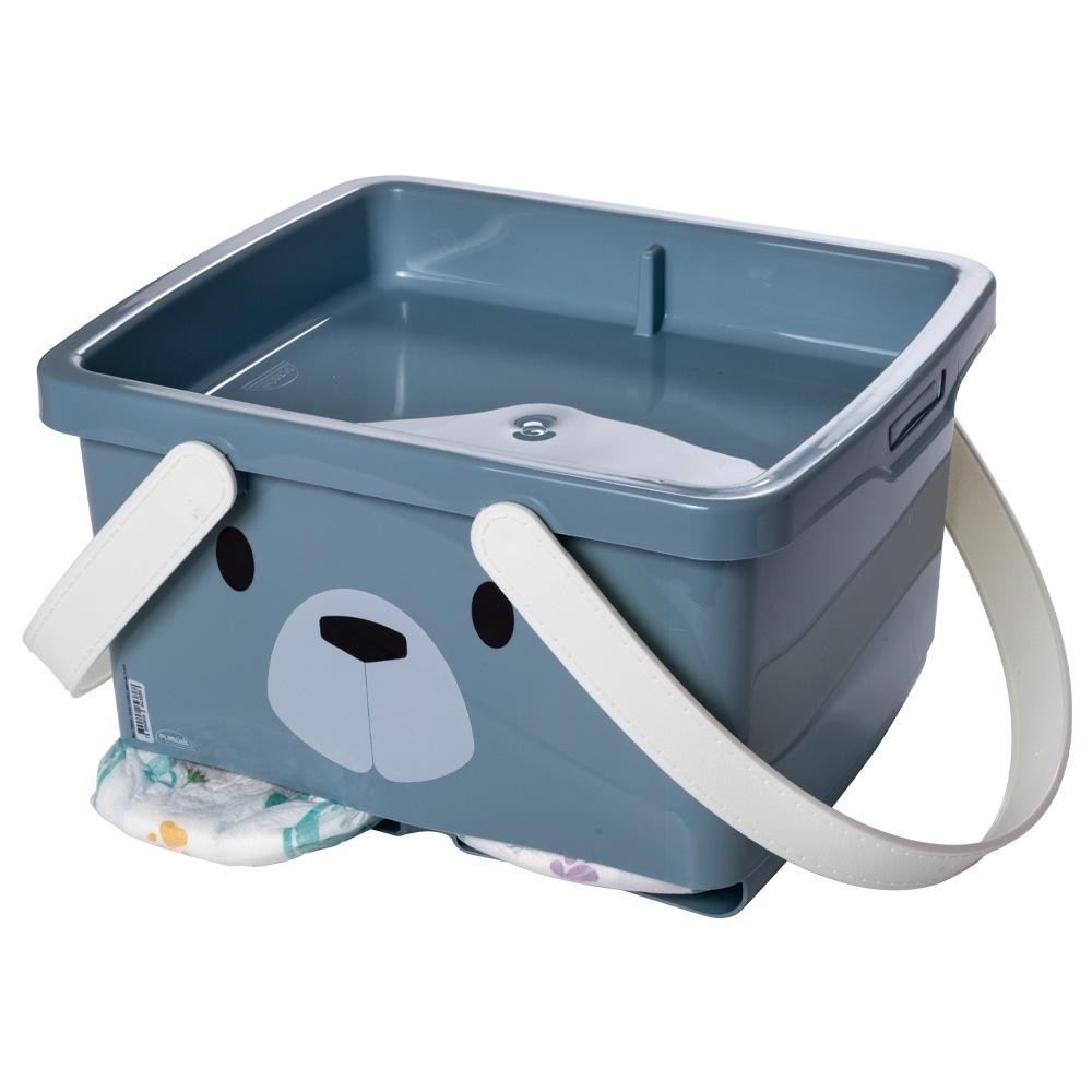 Caixa Porta Fraldas Enxoval Trocador Bear Azul Plasútil em Oferta na Shopee