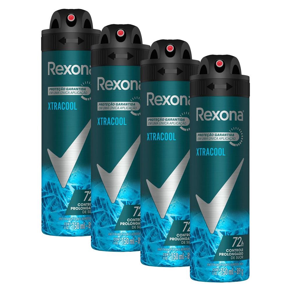 Kit 4 Desodorantes Rexona Men Antitranspirante Aerossol Xtra Cool 150ml em Oferta na Shopee