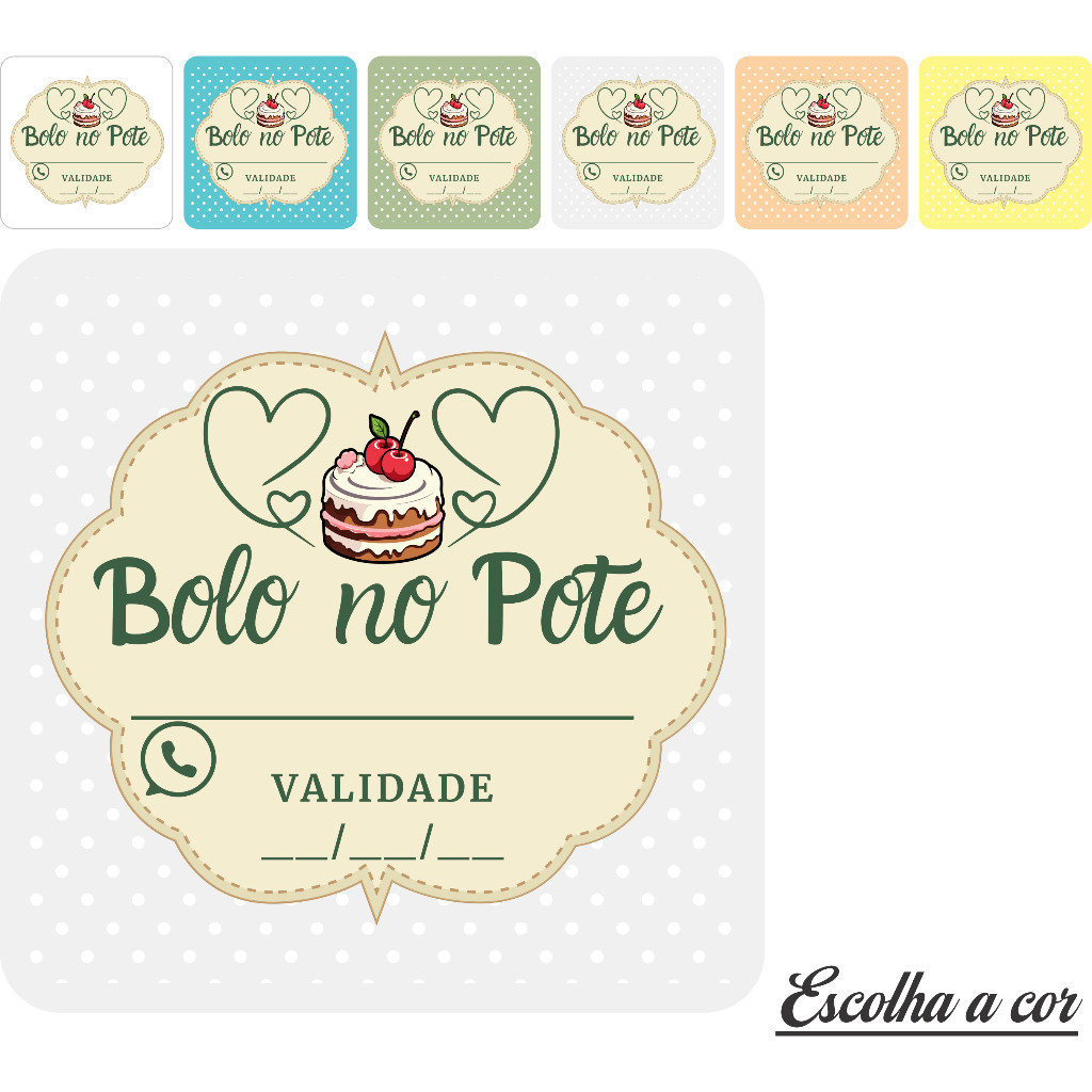 50 100 150 200 UNIDADES ADESIVO ETIQUETA TAG QUADRADO 3,5CMX3,5CM BOLO NO POTE MODELO 10 A PROVA DE AGUA  AUTO ADESIVA UNIDADES PARA EMBAGENS CAIXAS SAQUINHO PAPEL TERMICO POTES E POTES DE GELADEIRA