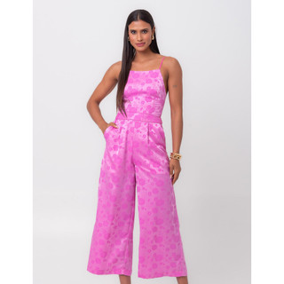 Macacão Jacquard Pantacourt Campo Belo Rosa Pequiá em Oferta na Shopee