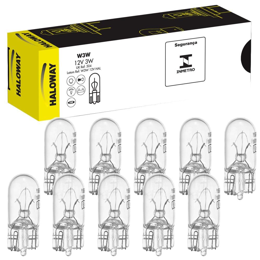 Kit 10 Lâmpada Haloway W3W W2 1X9 5D Esmagada 3W 12V HAL em Oferta na Shopee