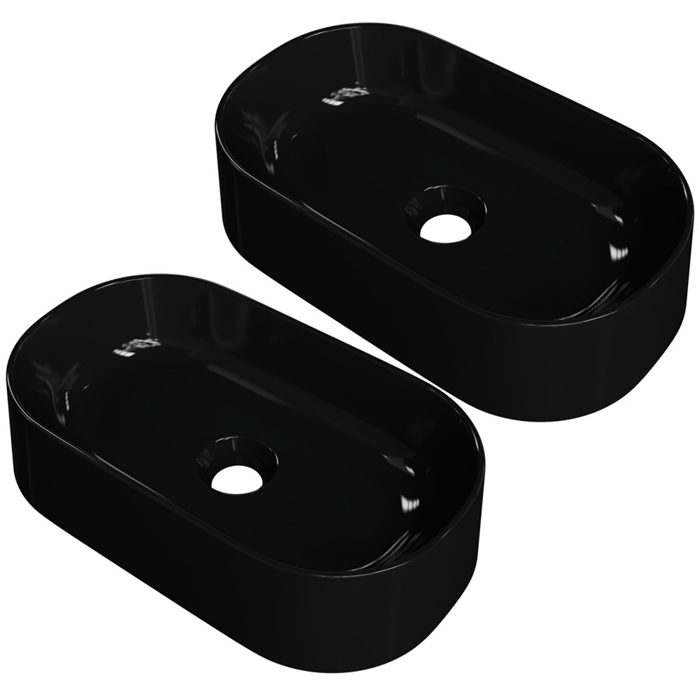 Kit 02 Cubas de Apoio Oval Para Banheiro Lavabo Laila C01 O42W Preto - Lyam em Oferta na Shopee