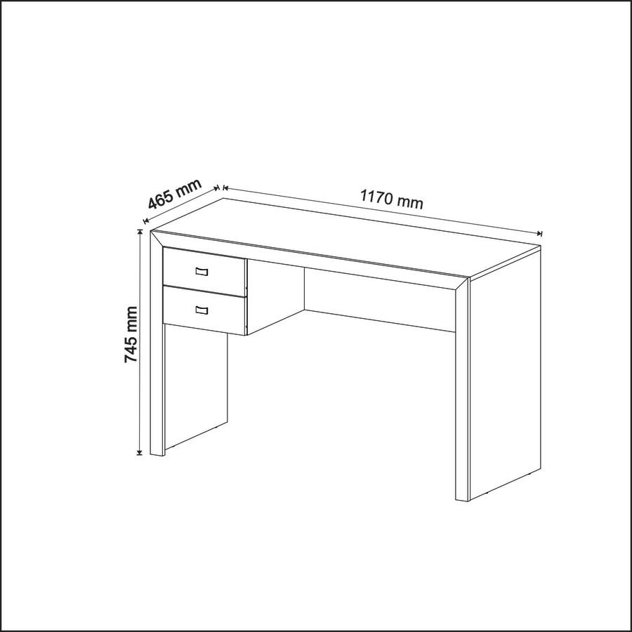 Escrivaninha Mesa Escritório Home Office 2 Gavetas Branca — imagem 2 de 2