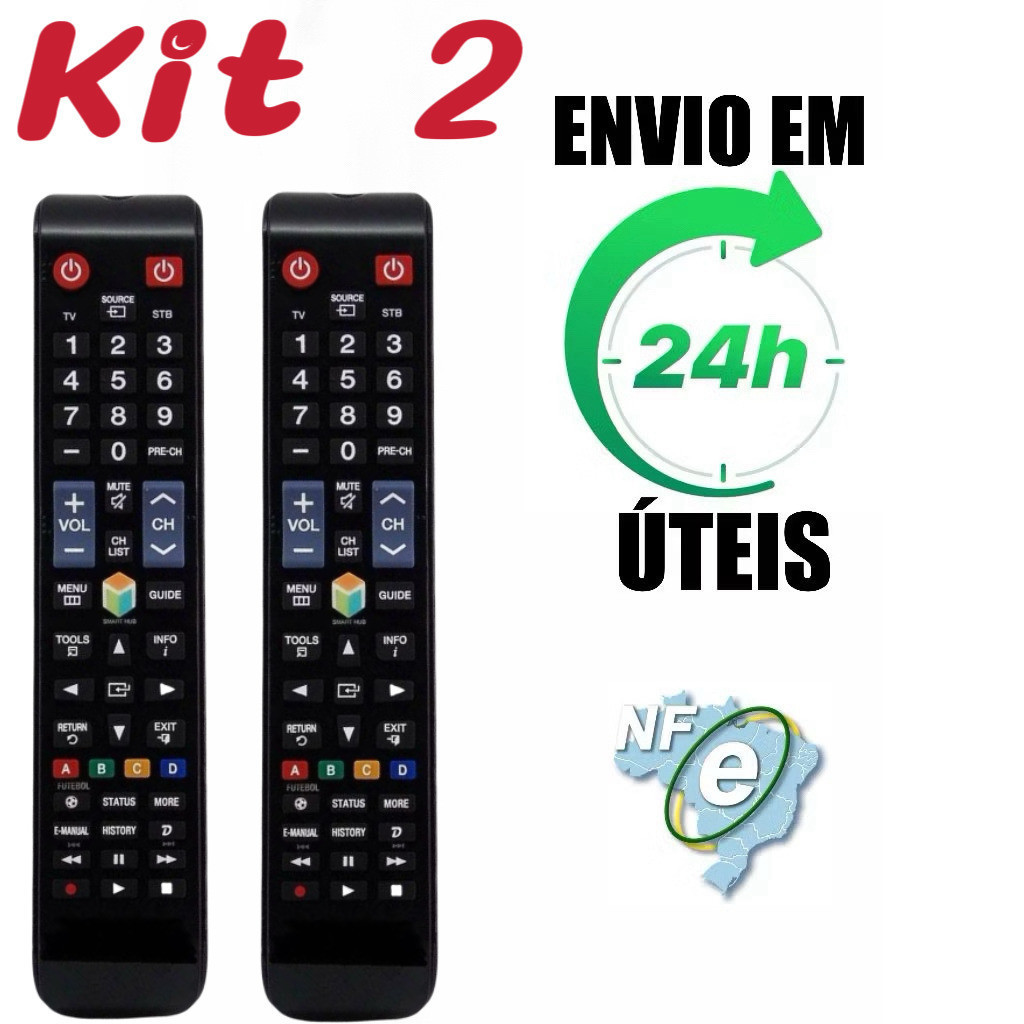 Kit 2 Controle Remoto Para tv Samsung Smart Lcd e led Função 3d futebol  HAI-703