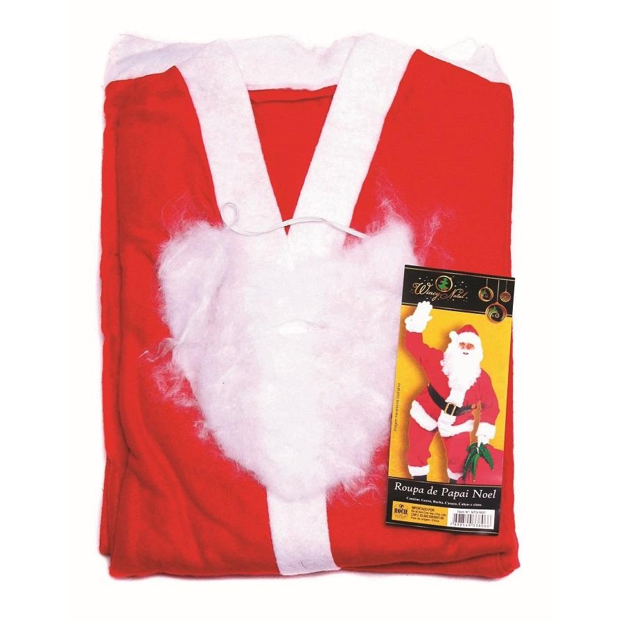 Roupa Papai Noel Feltro Fantasy 5 peças Fantasia para o Natal