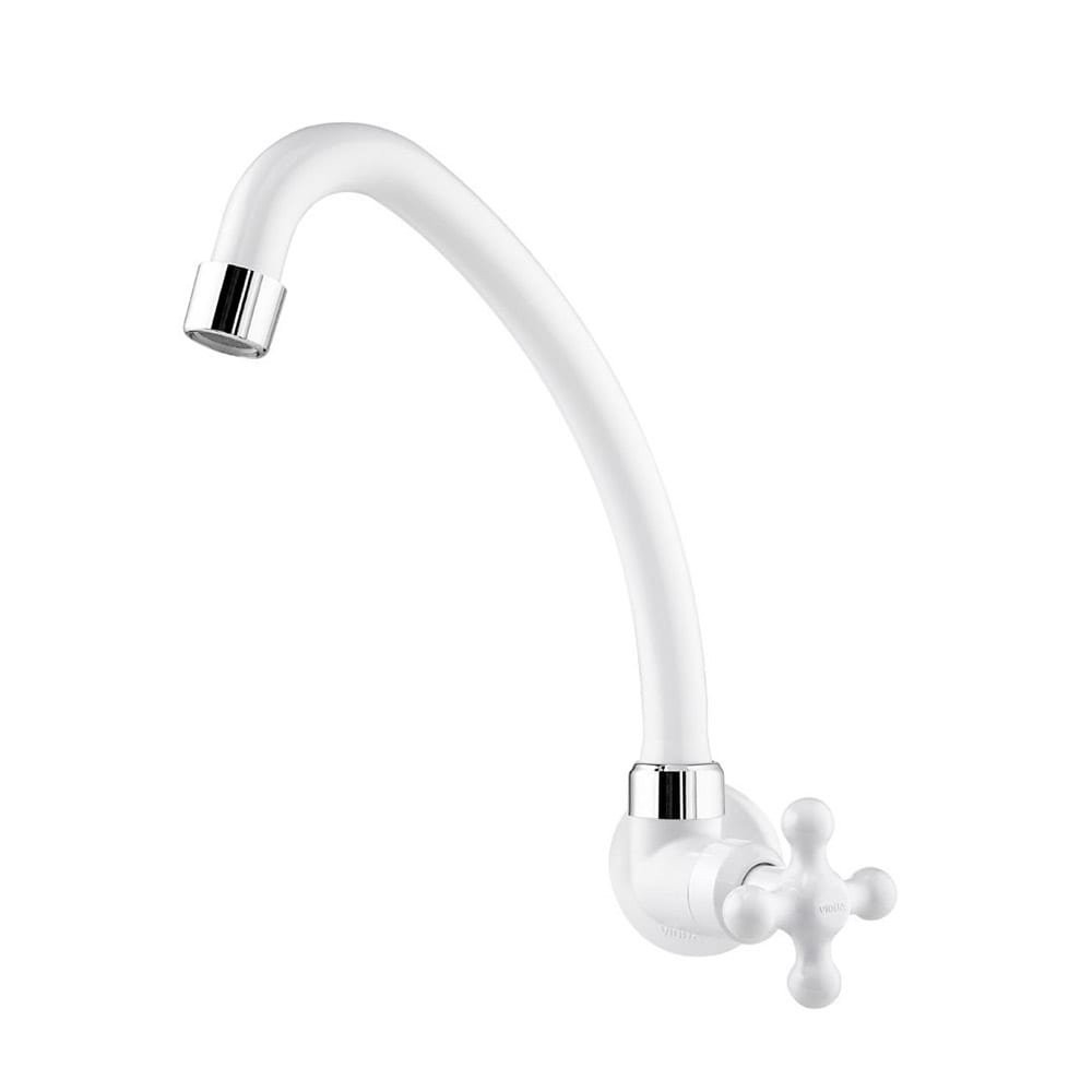 Torneira p/ Cozinha Parede Bica Móvel Especial Maruja 1/2 e 3/4 Polegadas Branca - Viqua