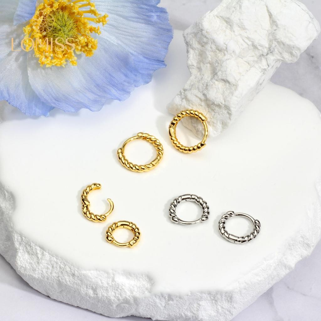 Brinco Delicado Luxo Argola Folheado Ouro 18k a Platina Detalhada Torcida em Oferta na Shopee