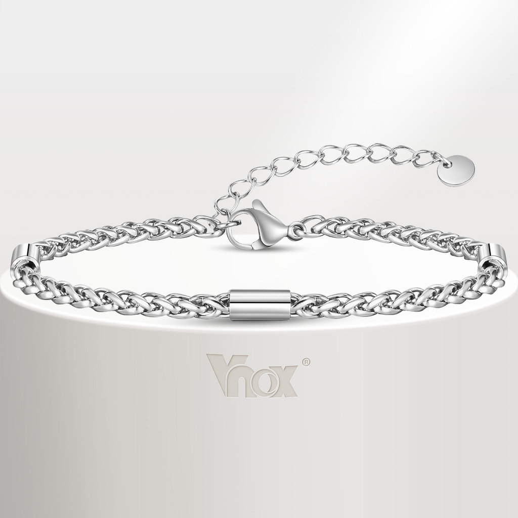 Pulseira Ajustável De Aço Inoxidável Vnox Para Homens , Corrente De Cesta De Flores , Tubo Redondo De Três Seções , Minimalista , Casamento , Noivado , Joias , Presente De Aniversário em Oferta na Shopee