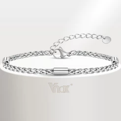 Pulseira Ajustável De Aço Inoxidável Vnox Para Homens , Corrente De Cesta De Flores , Tubo Redondo De Três Seções , Minimalista , Casamento , Noivado , Joias , Presente De Aniversário