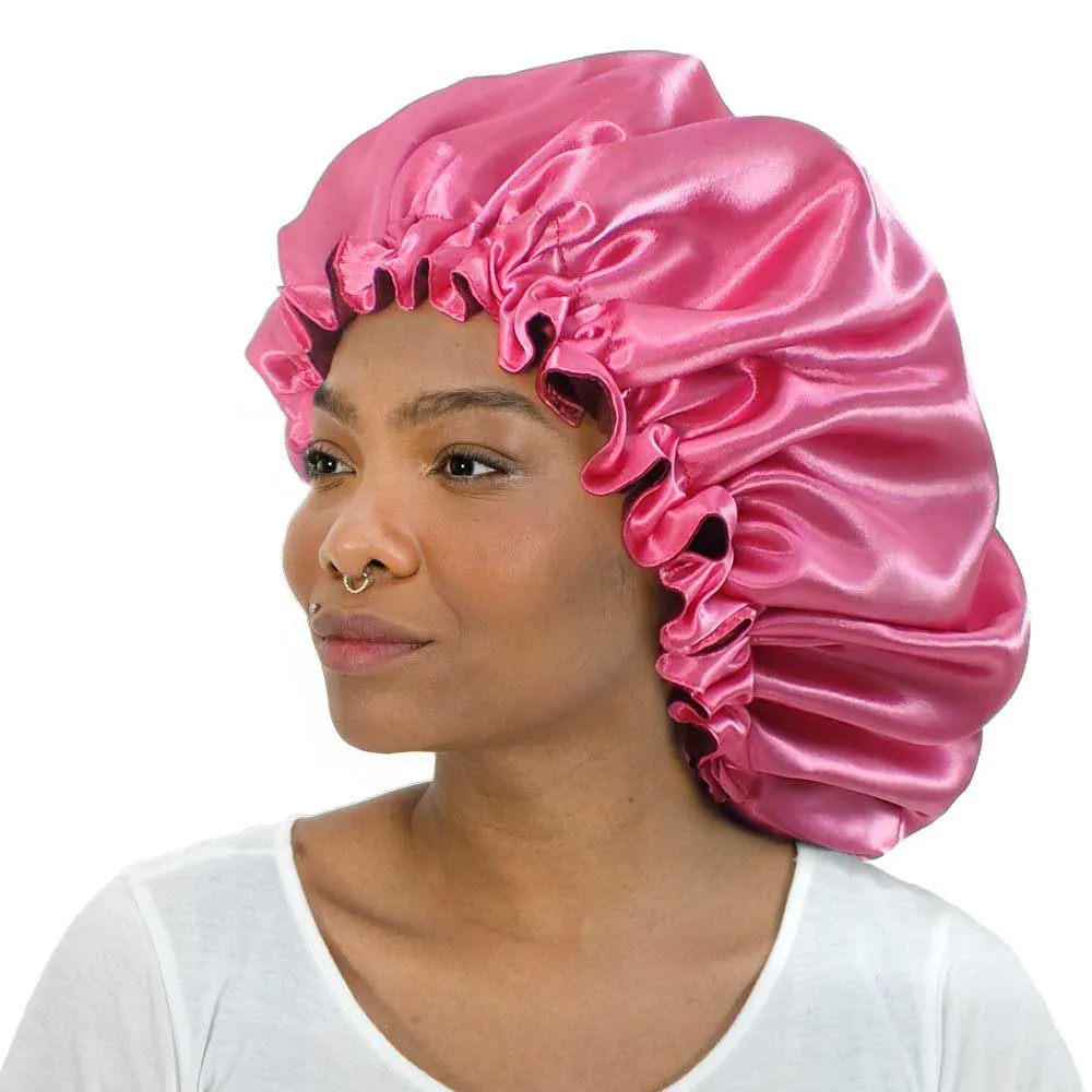 Touca de Cetim Dupla Face Ajustavél Extra Grande Para Tranças Antifrizz Cor Aleatoria