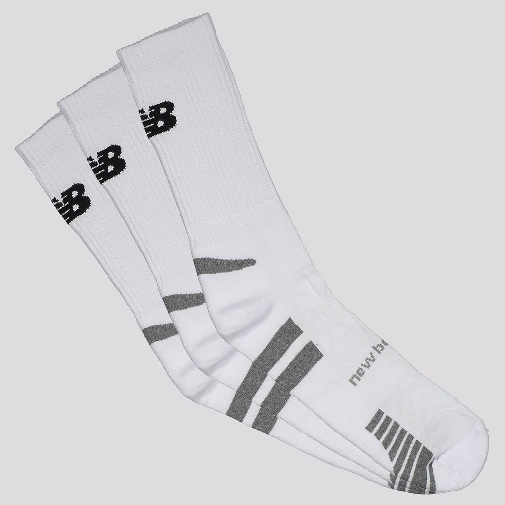 Kit Meia New Balance Cano Alto 3 Pares Branca em Oferta na Shopee