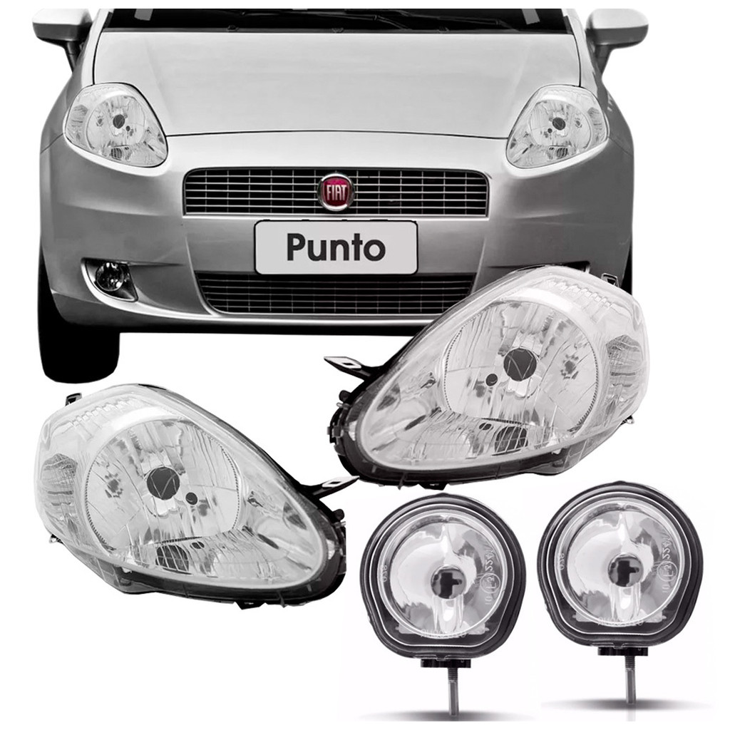Par Farol Fiat Punto 08 2009 2010 2011 2012 Máscara Cromada