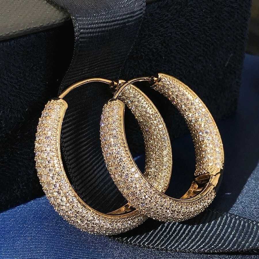 Brincos Feminino Argola Formato Gota cravejada pedra de zirconia folheado a ouro 18k e prata 925 em Oferta na Shopee