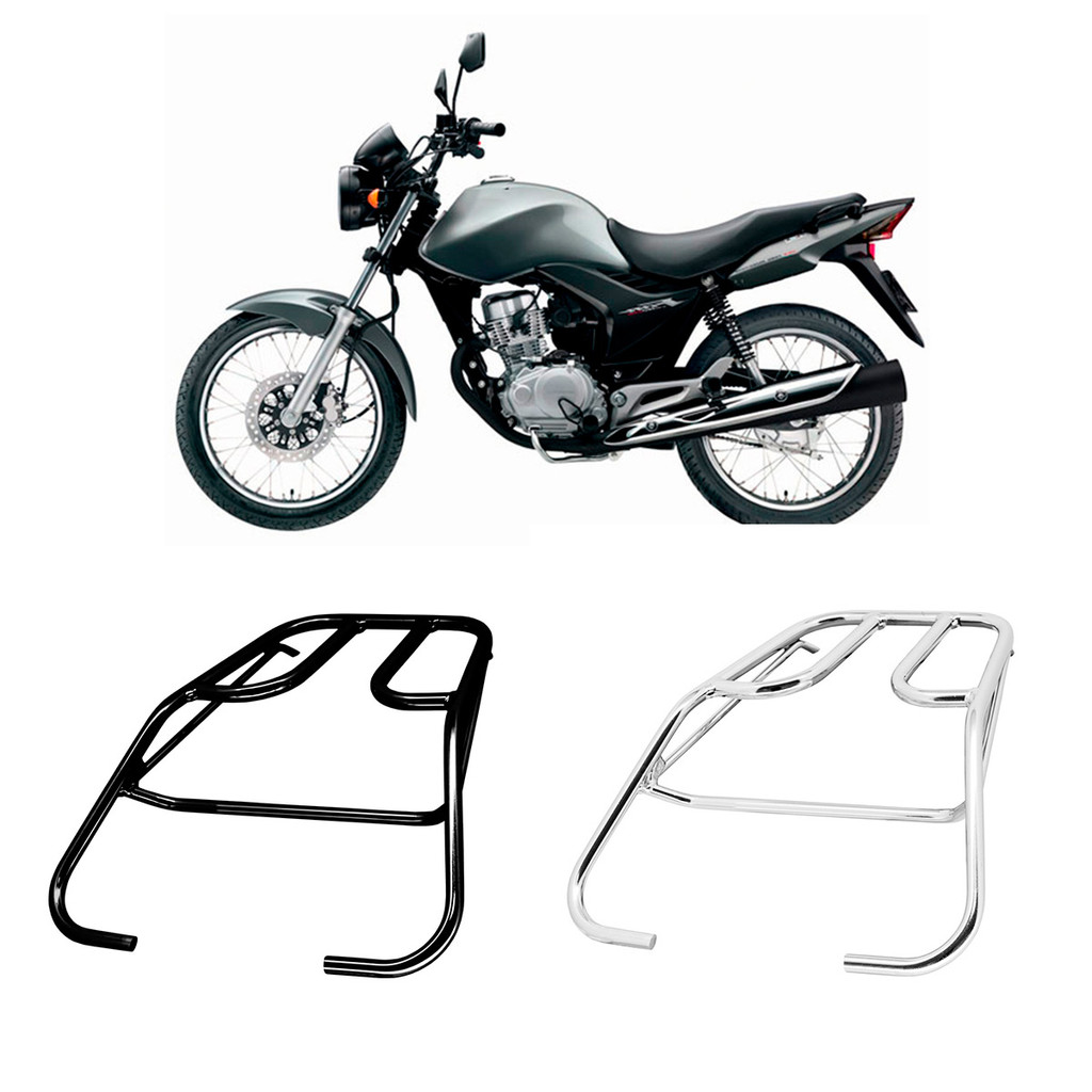 Suporte De Baú Churrasqueira Em Tubo Preto ou Cromada para Fan 125 2004 à 2009 Titan 2000 à 2004