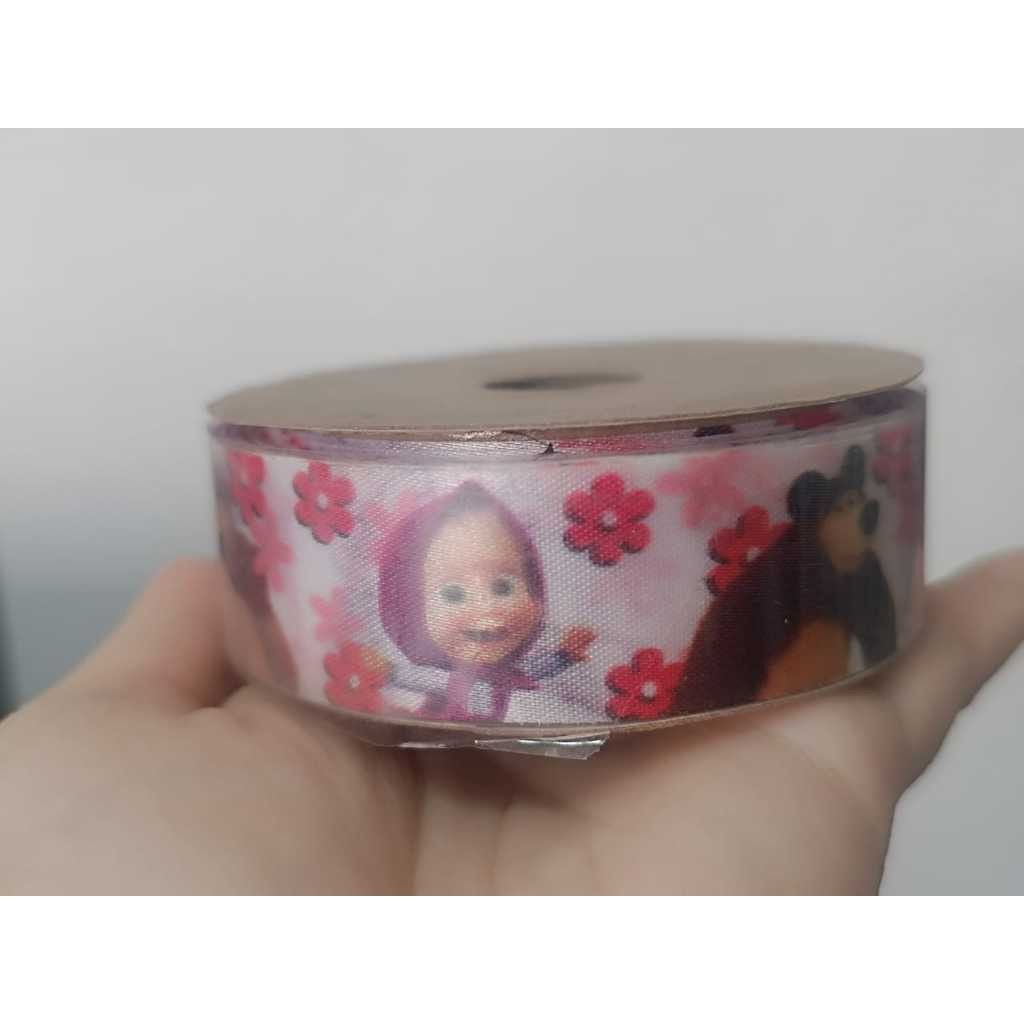 fita de cetim  25mm /10m  100% poliester  macha e o urso